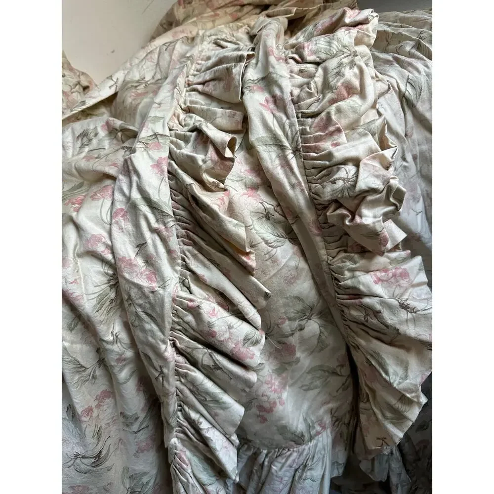 RALPH LAUREN Reine Floral Sateen king duvet cover+3 euro shams set 4 Ruffled
